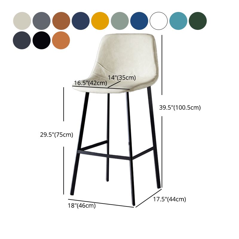 Scandinavian Leather Restaurant Stool Matte Finish Footrest Barstool