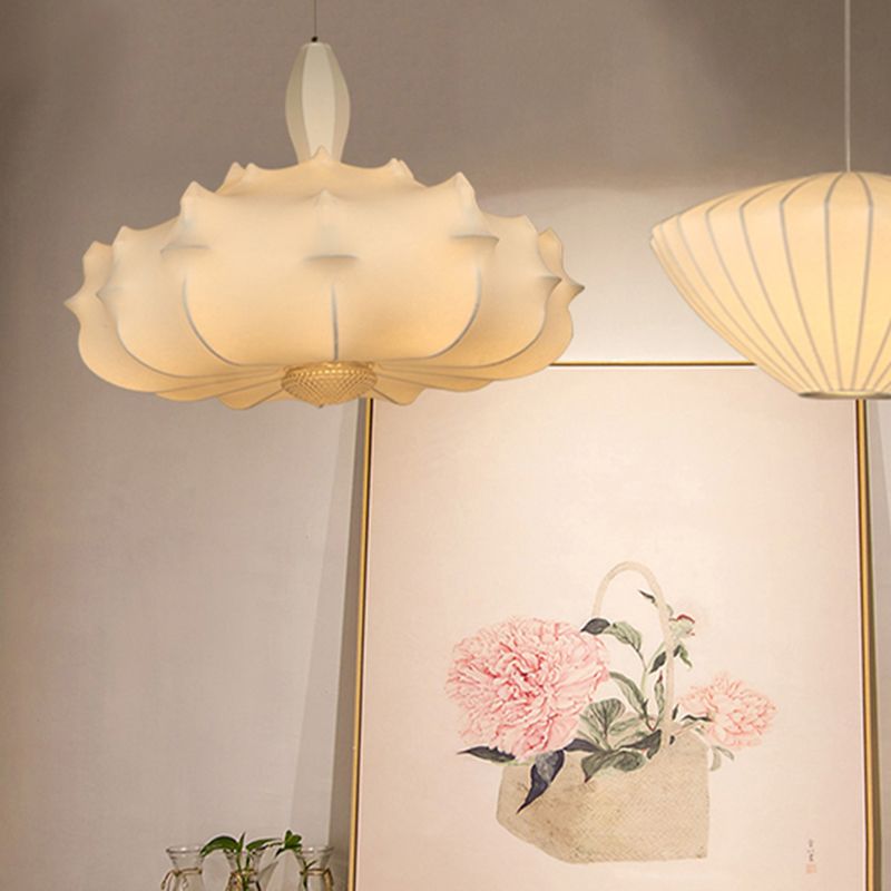 Onregelmatige gevormde zijden hanger lamp postmodern 1 bol witte ophanging licht voor woonkamer