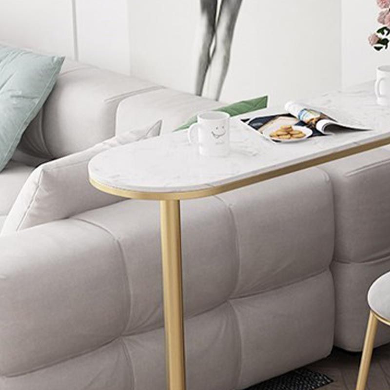 Contemporary Bar Table Stone Top Indoor Bistro Table with Storage Rack