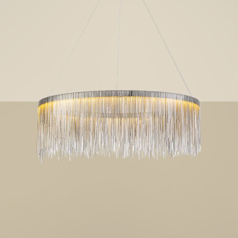 Round Metal Suspended Lighting Fixture Modern Style LED Chandelier Pendant Light