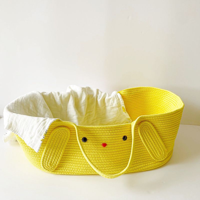 Contemporary Oval Portable Carrier Moses Basket in Yellow/Blue for Baby