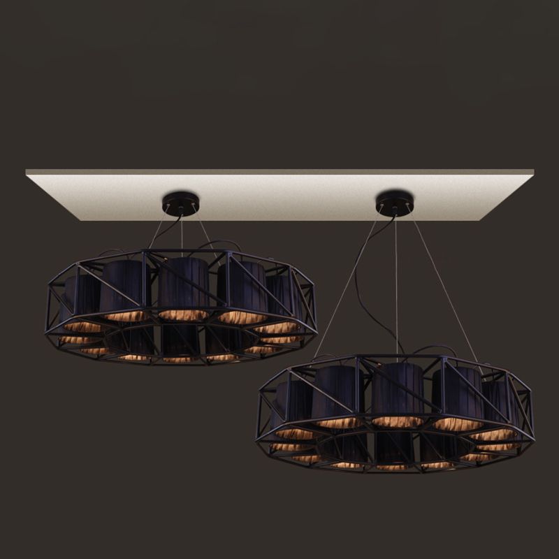 Luces colgantes industriales de techo de metal negro antiguo para la barra de comedor