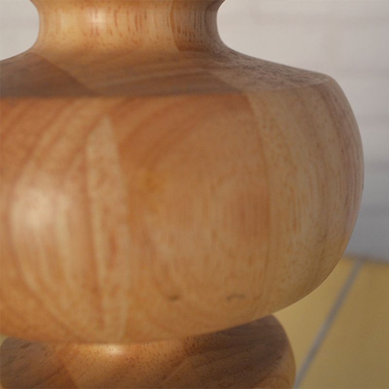 Off White Fabric Shade Chandelier, Adjustable Chain with Wood Accents