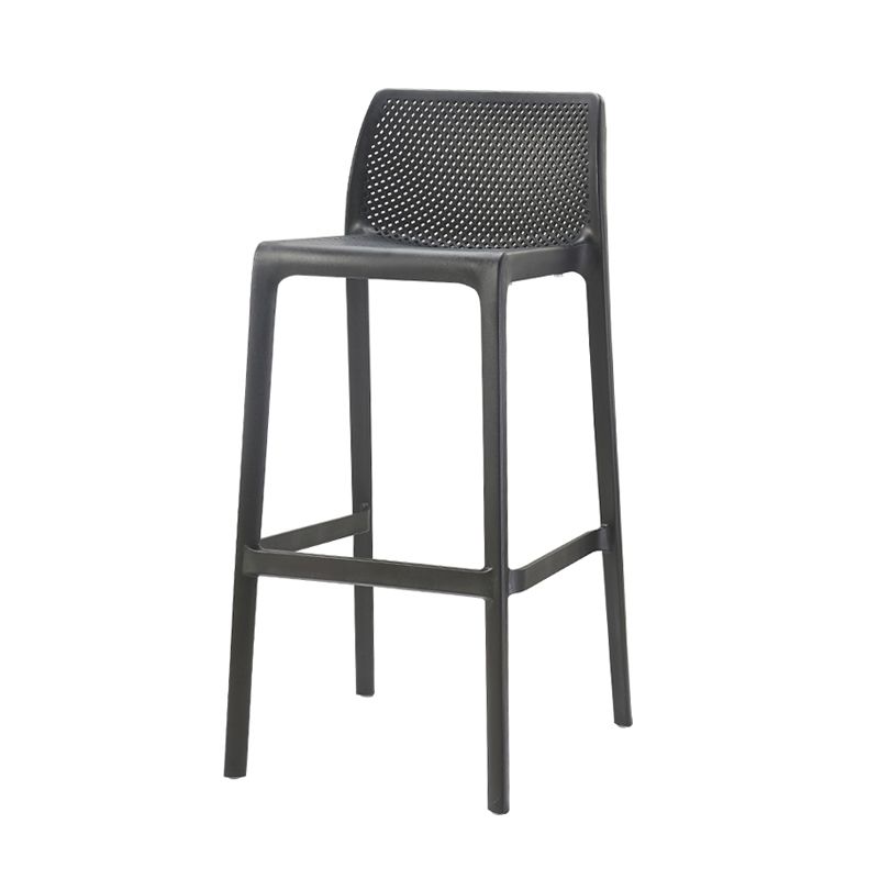 Taburetes de bar interiores apilables de plástico escandinavo con respaldo bajo