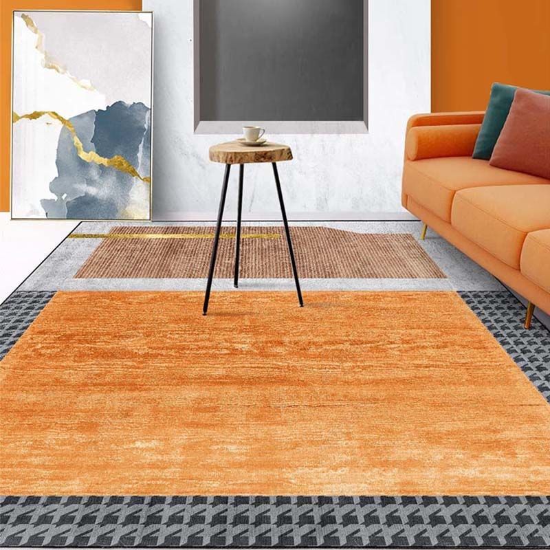 Orange Modern Carpet Polyester Graphic Area Carpet Washable Carpet for Drawing Room