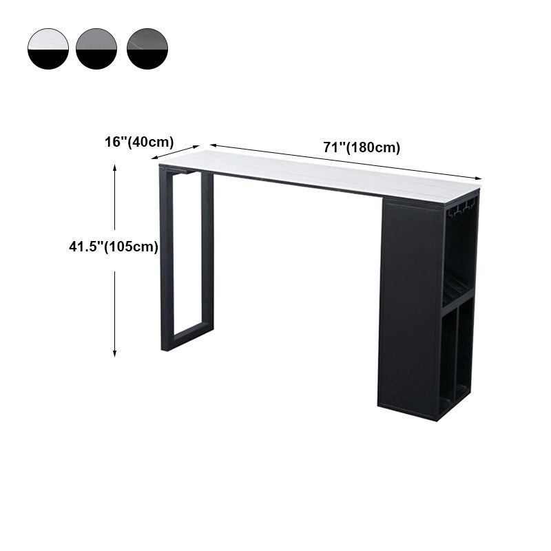 Table en marbre avec table rectangle supérieure à double piédestal noir table de piédestal - 41,3 "h