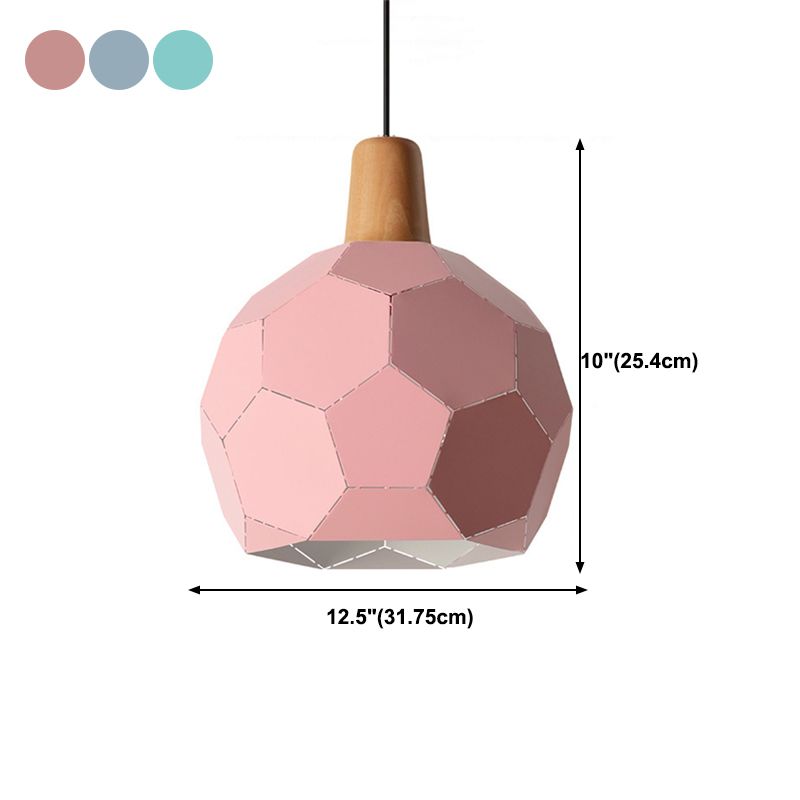 Metal Spherical Shade Hanging Lights Modern Macaron Style 1 Light Hanging Mount Fixture