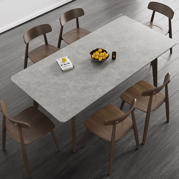 Conjunto de comedor estándar de piedra sinterizada contemporánea Juego de comedor gris rectángulo para cocina