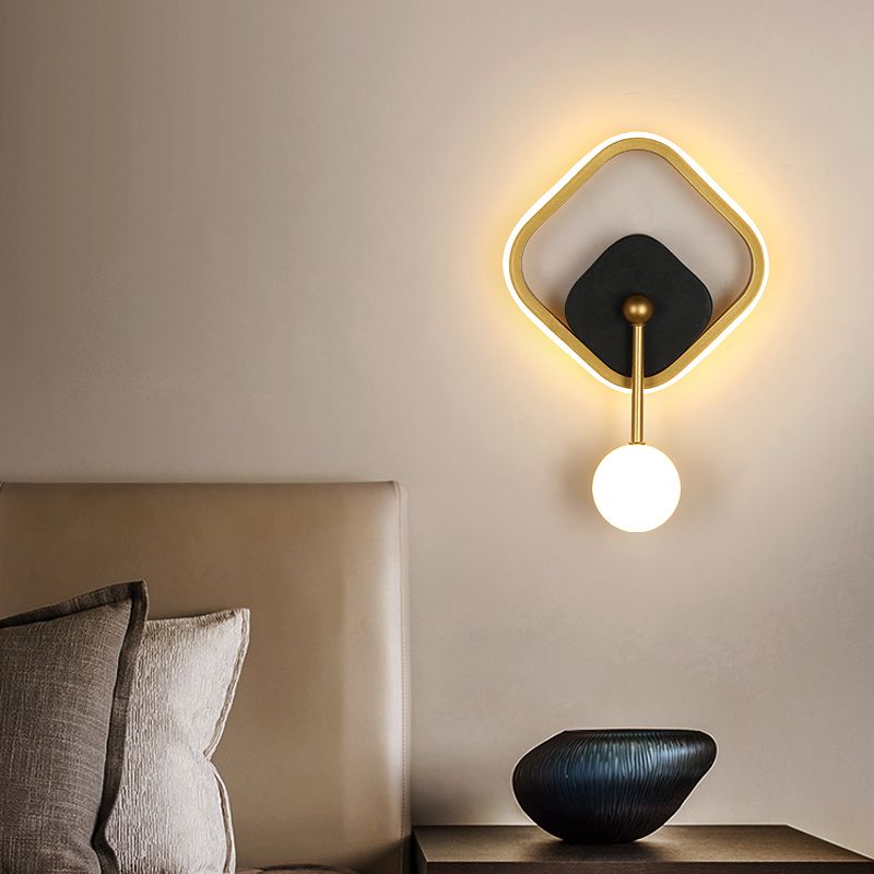 Postmodern Metal Wall Light Geometry LED Wall Lamp with Silica Gel Shade for Bedroom