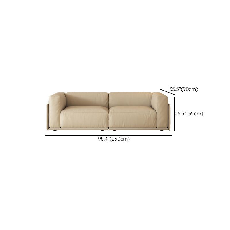 Faux Leather Tuxedo Arm Standard Sofa Contemporary Cushions Settee
