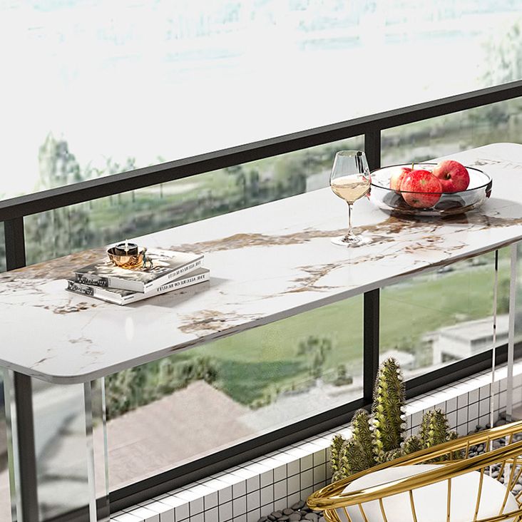 Rectangle Bar Table Set 1/2/3 Pcs Stone Bar Table and Metal Stools