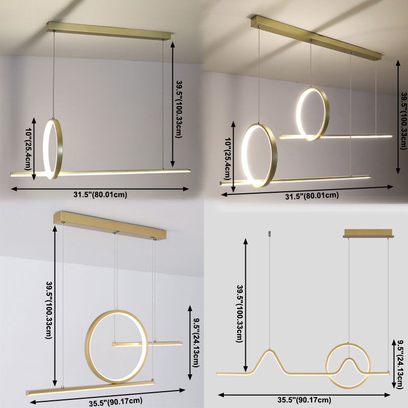 Geometric Island Light Fixture Modern Pendant Light Metal 2 Light Chandelier Lights