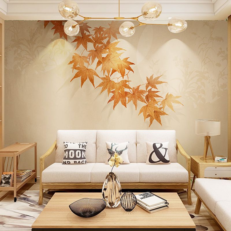 Non-Woven Fabric Large Wall Mural Yellow Maple Wall Art, Personalized Size Available