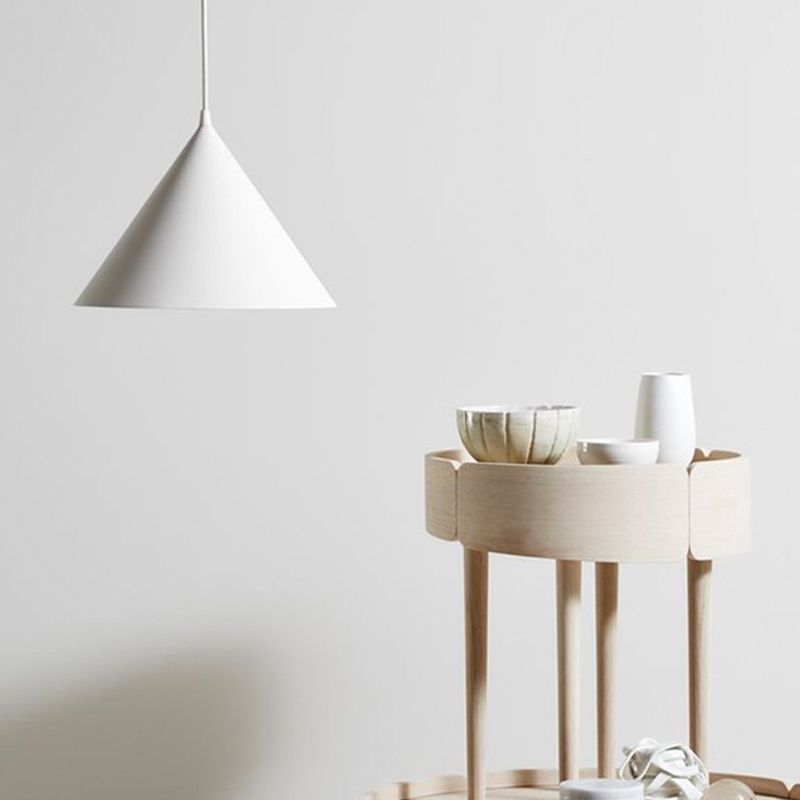 Cone Shape Hanging Light Modern Macaron Style Metal 1 Light Hanging Lamp for Living Room