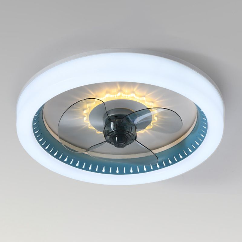 Metal Round Ceiling Fan Light Modern Style 1 Light LED Flush Light