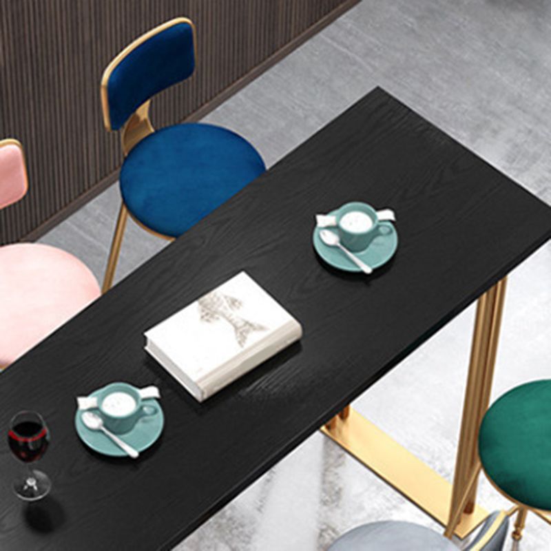 Rectangular Wood Top Table Glam Style Bistro Pub Table for Patio Use