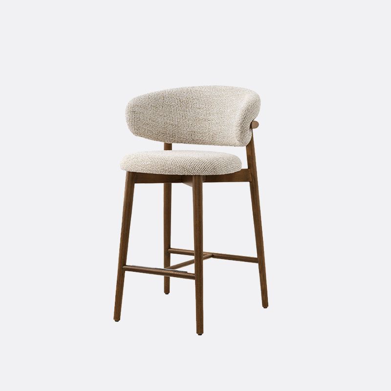 Solid Wood Dining Stools White Upholstered Bar Stools with Footrest