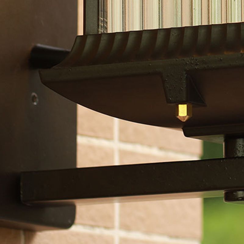 Industrial Metal Wall Sconce Rectangle Shape Wall Light with Glass Shade for Living Room