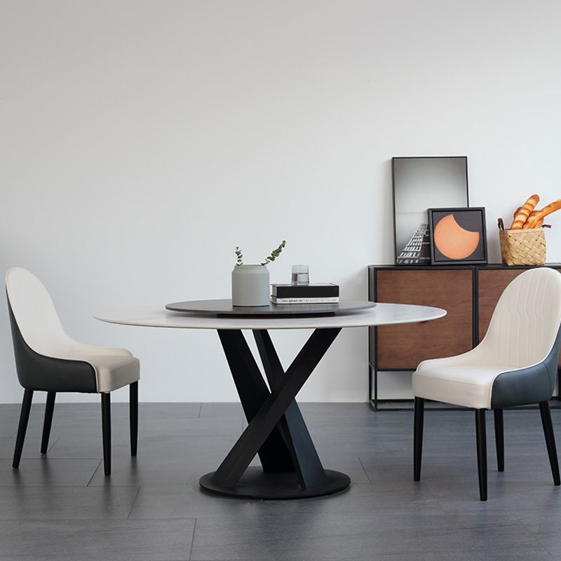 Contemporary Sintered Stone Table Standard Round Dining Table with Pedestal Base