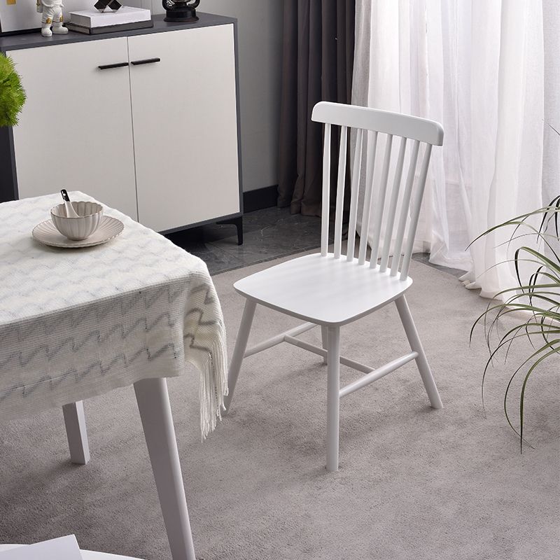 Chaise d'appoint contemporaine en bois d'hévéa Chaise de salle à manger à dossier Windsor en bois (Ensemble de 2)