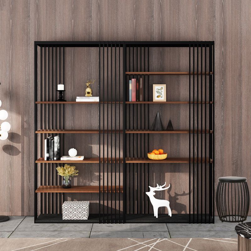 4-Shelf Metal Standard Bookcase Industrial Bookcase for Home Office