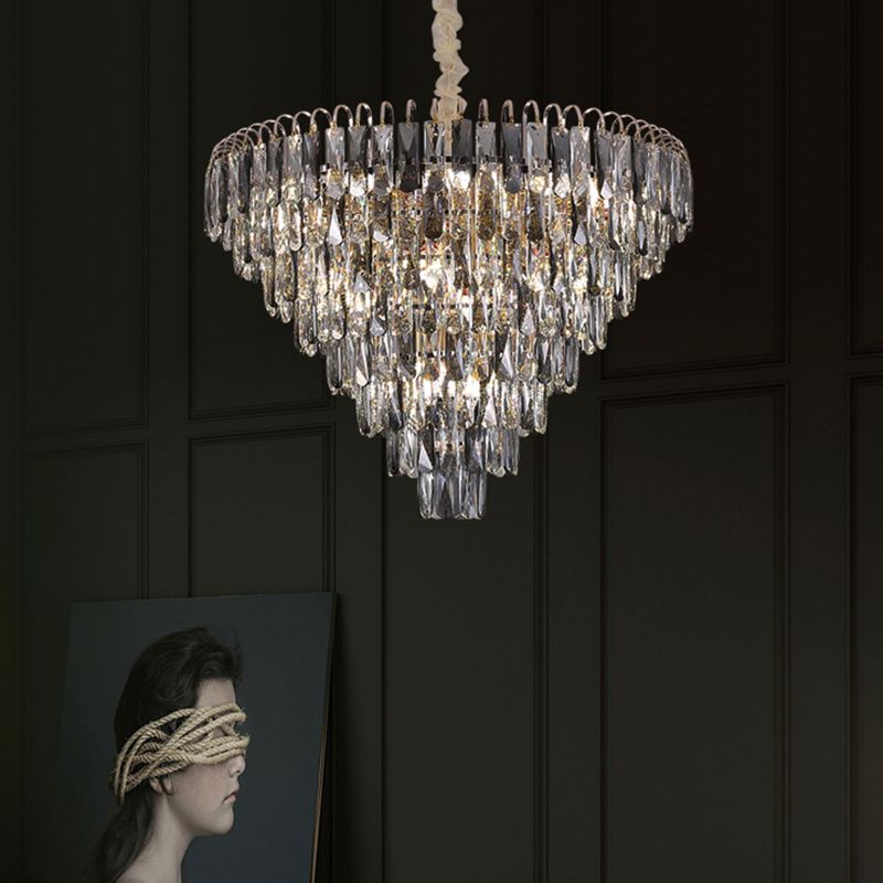 Moderne Stil Geometrieform Anhänger Kronleuchter Kristall Kronleuchter Lichter in Grau