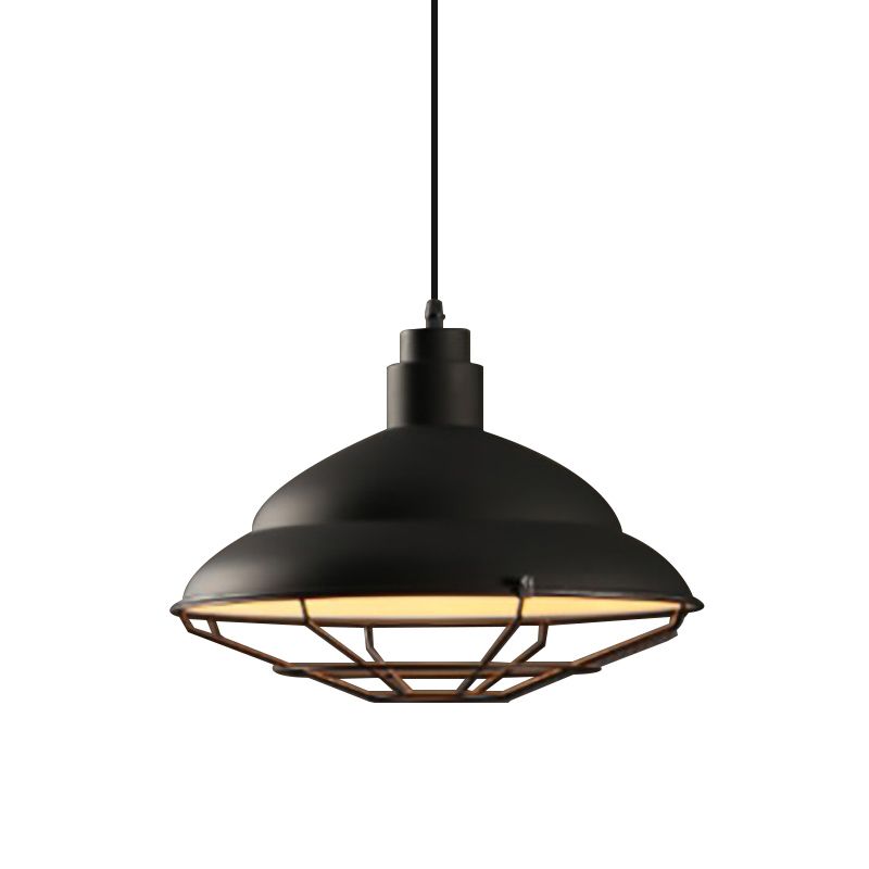 Retro Style Double Bubble Pendant Lamp 1 Light Metallic Hanging Ceiling Light in Black/White for Coffee Shop