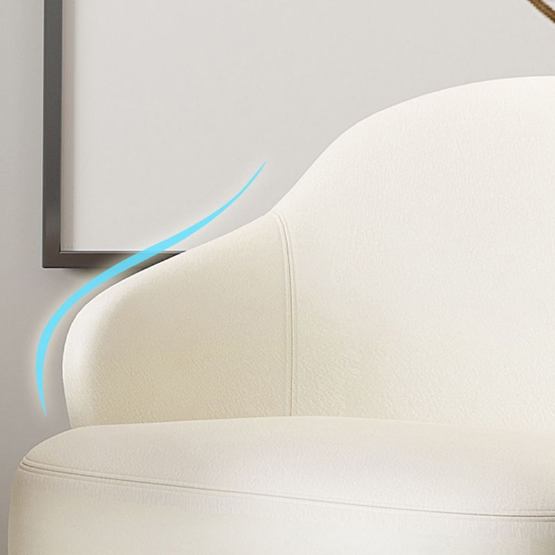Glam Styled Leather Armchair Fixed Back Basic Four Legs Recessed Arms Chair