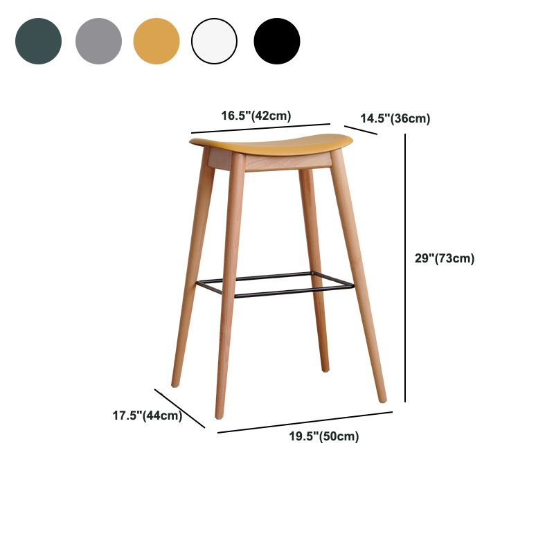 Modern Wood Legs Counter Chair Indoor Footrest Saddle Seat Counter Bar Stool