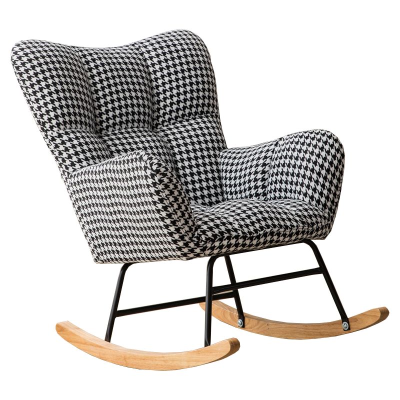 Contemporary Rocker Chair Color Block Tufted Cushions Fabric Living Room Rocker Chair