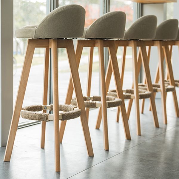 Scandinavian Matte Finish Upholstered Counter Height Stool Footrest Home Barstool