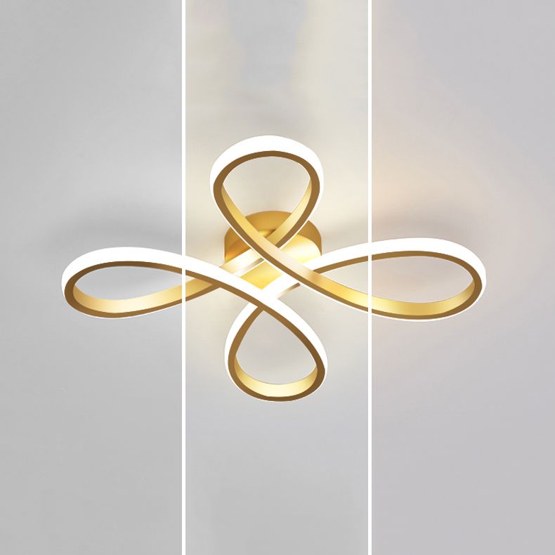 Metal Floral Ceiling Mounted Fixture Simple Style Ceiling Flush in Gold