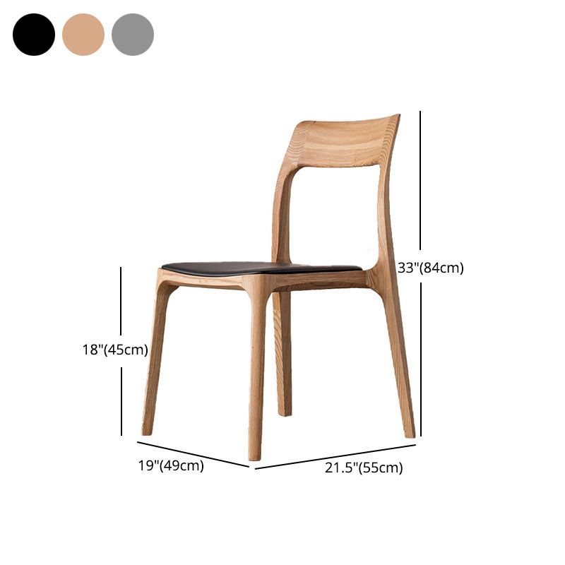 Industrial Design Open Back Dining Side Chair for Home Wood Legs Armless Side Chairs
