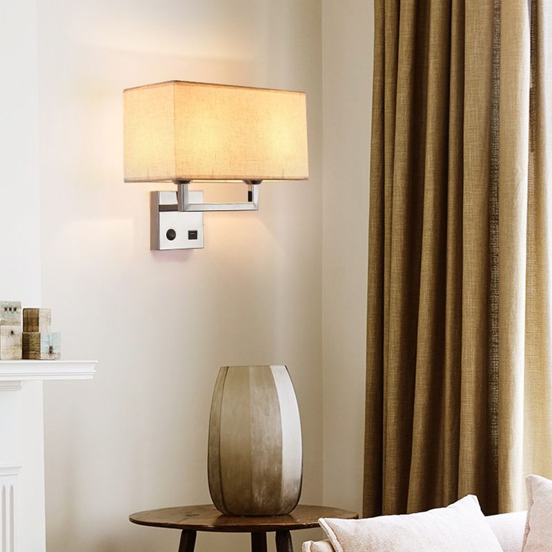 Modernism Sliver Metal Wall Light Fabric Shaded Lighting for Room