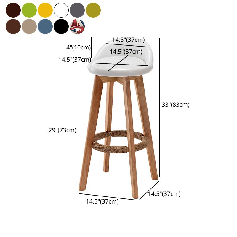 Nordic Wood Drehbarer Barhocker, niedrige Rückenlehne, hoher Innenhocker mit Polsterung
