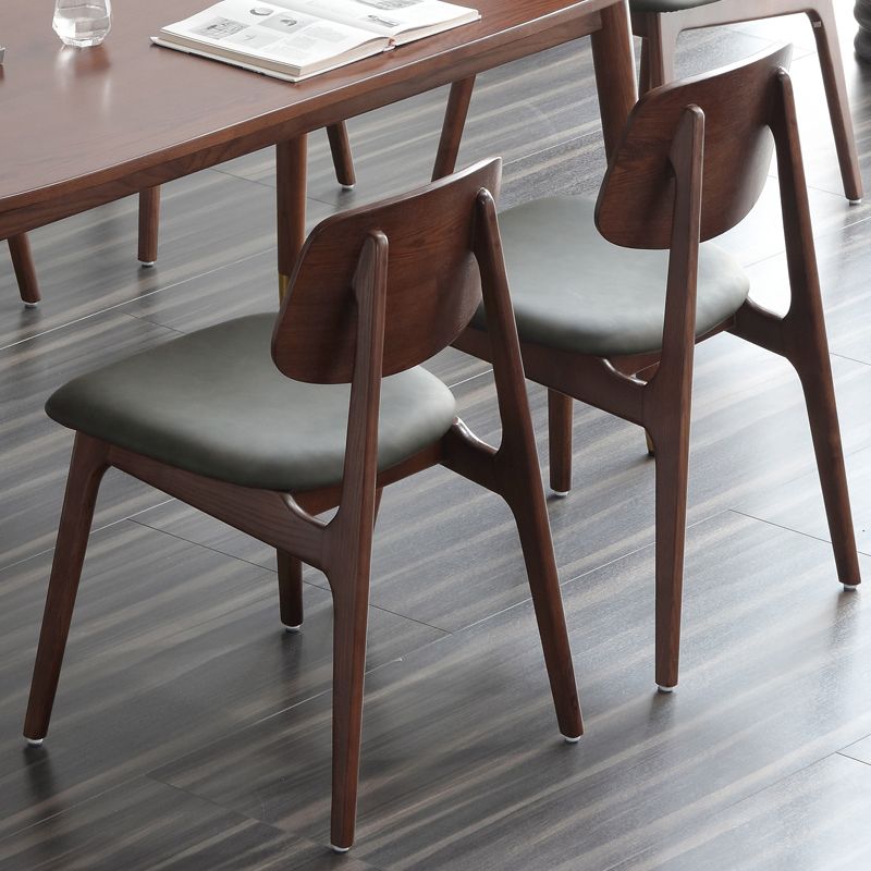 Silla de comedor moderna con respaldo abierto, silla lateral sin brazos de comedor de madera para el hogar