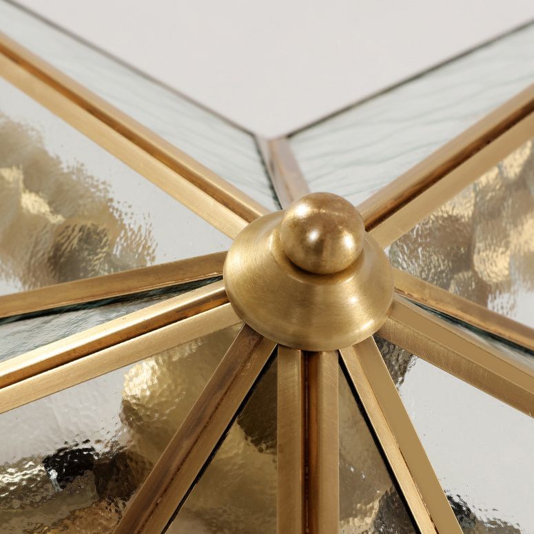 23,6 Zoll breites Pentagramm-Messing Deckenleuchte mit Glasschatten 5 Leichtstoffe Nordische Einfachheitsstil Flush Mount Lampe