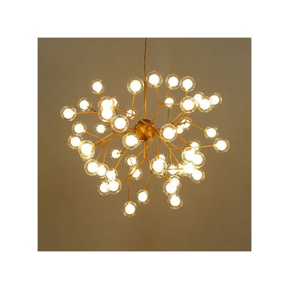 Branching Chandelier Light with Clear Glass Ball Shade Modern Style 9/27 Bulbs Black/White Ceiling Light Fixture