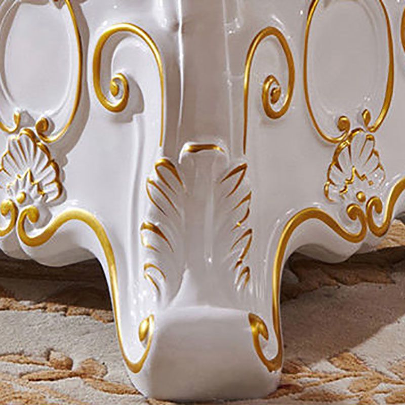 Stone Top Dining Table Round Table with Pedestal Base in White