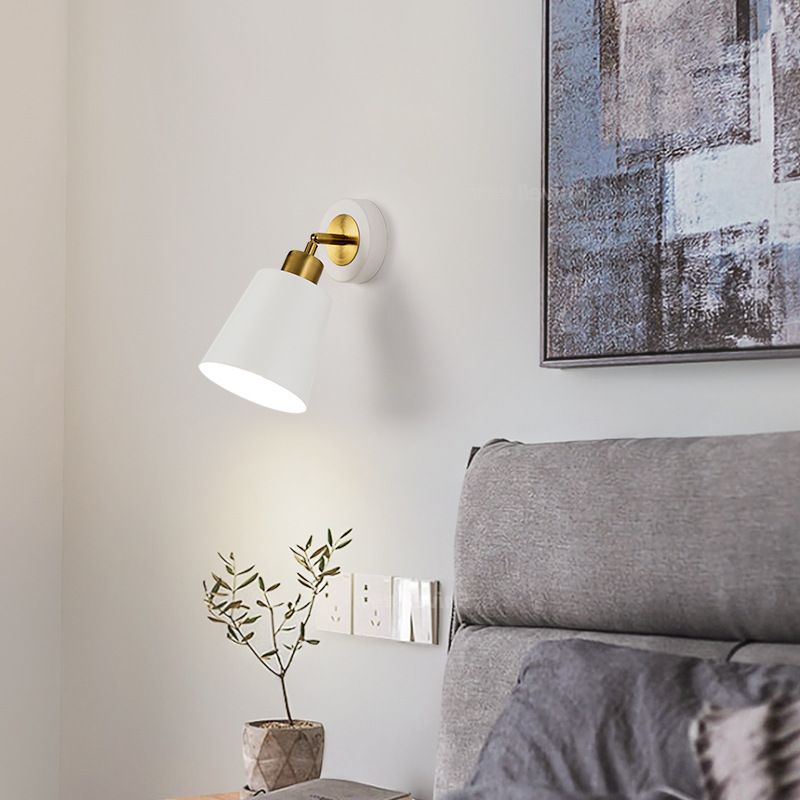 Contemporary Metal Shaded Lighting White/Black Wall Light for Room