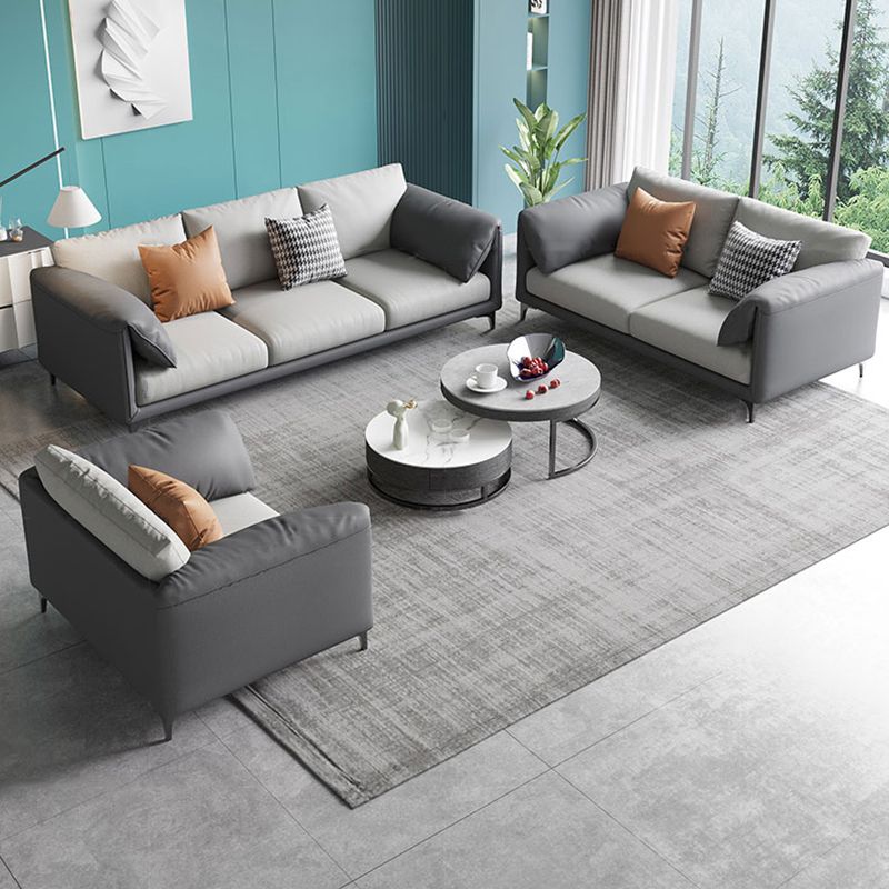 Stain Resistant Stationary Faux Leather Pillow Top Arm Standard Sofa