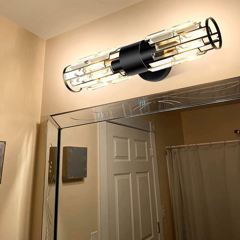 Crystal Modern Bath Sconce Cylinder 2 - Light Bathroom Vanity Lighting
