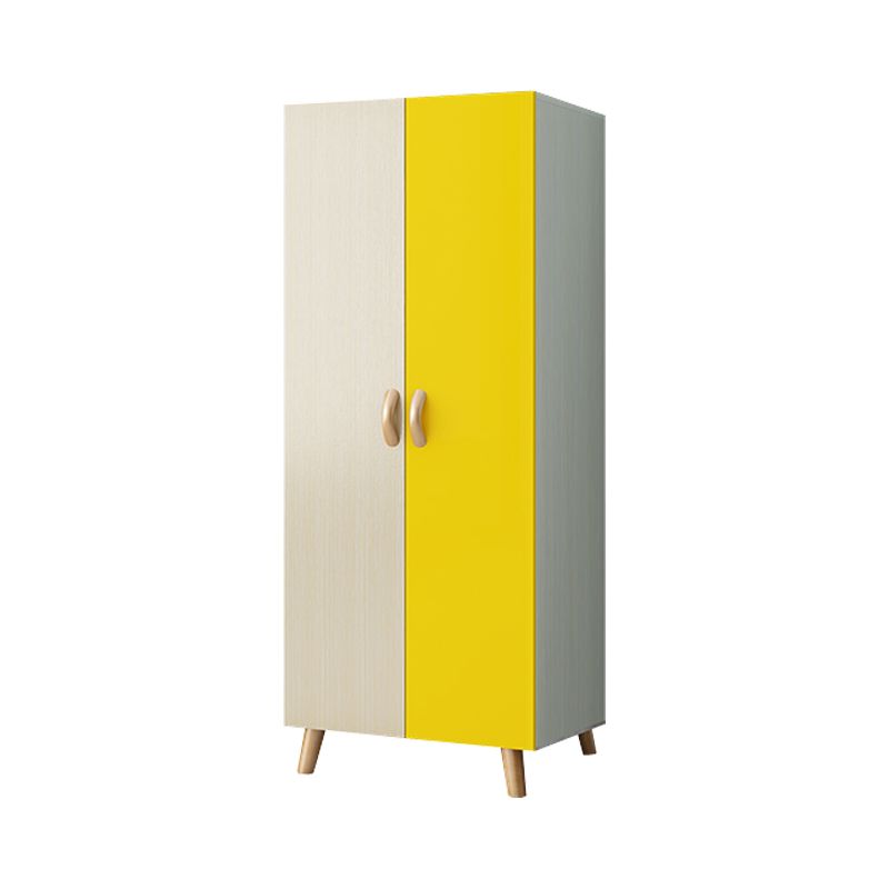 Modern Hinged Door Wardrobe for Bedroom Matte Finish Cabinet with Wood Legs