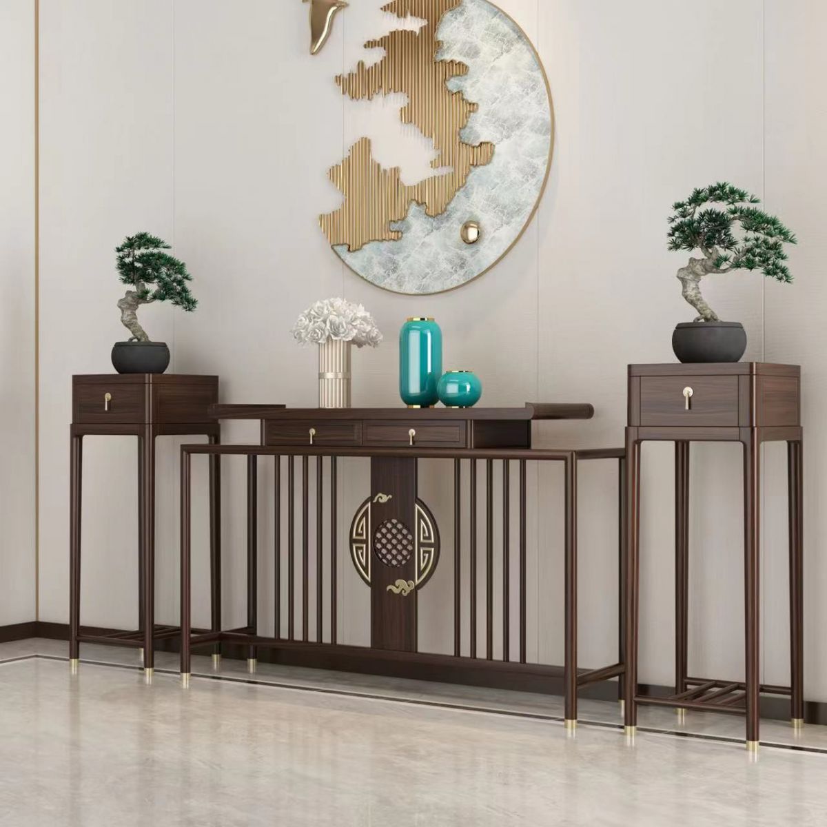 Rectangle Shape Contemporary Console Table Dark Brown Console Sofa Table