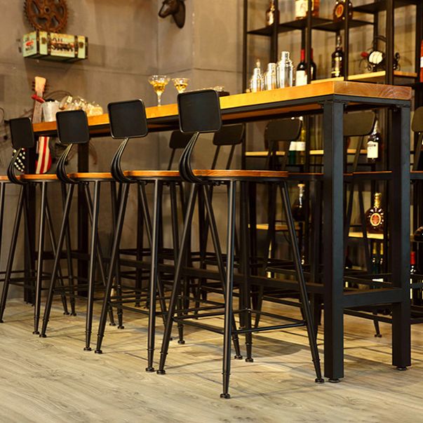 Brown Modern Style Bar Table in Metal and Wood Indoor Bar Counter
