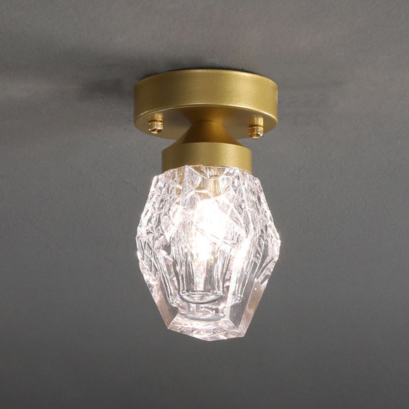 Single Modernism Golden Flush Mount Lighting LED Ceiling Light with Crystal