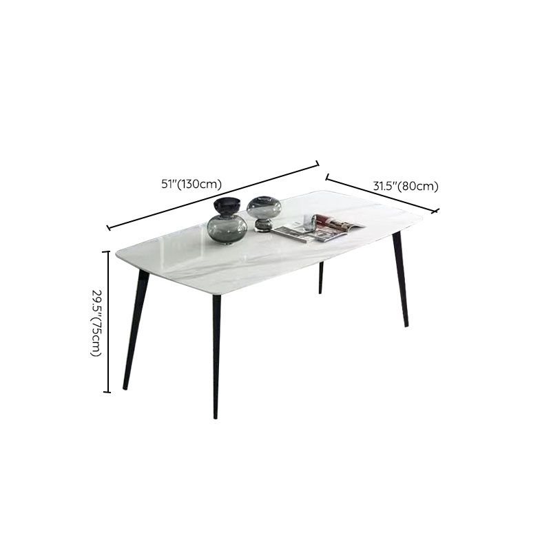 Metal Base Table Sintered Stone Top Dining Table for Kitchen