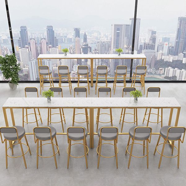 Mesa de barra de cóctel de mármol de estilo glamour de 42 pulgadas Mesa base de metal de altura