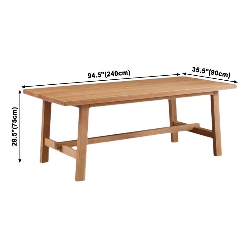 Rectangle Solid Wood Table in Nature Modern Dining Table with Trestle Base for Restaurant