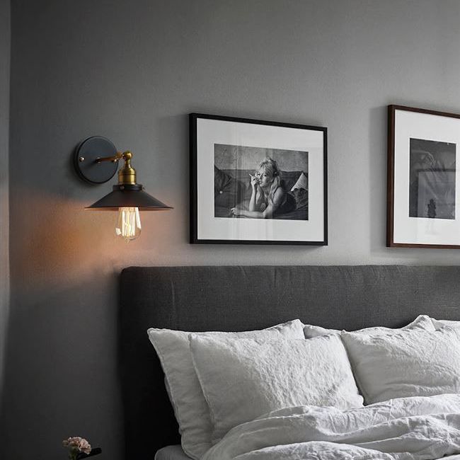 Lámpara de pared de la pared de cono industrial lámpara de metal de 1 luces de 1 luces en negro